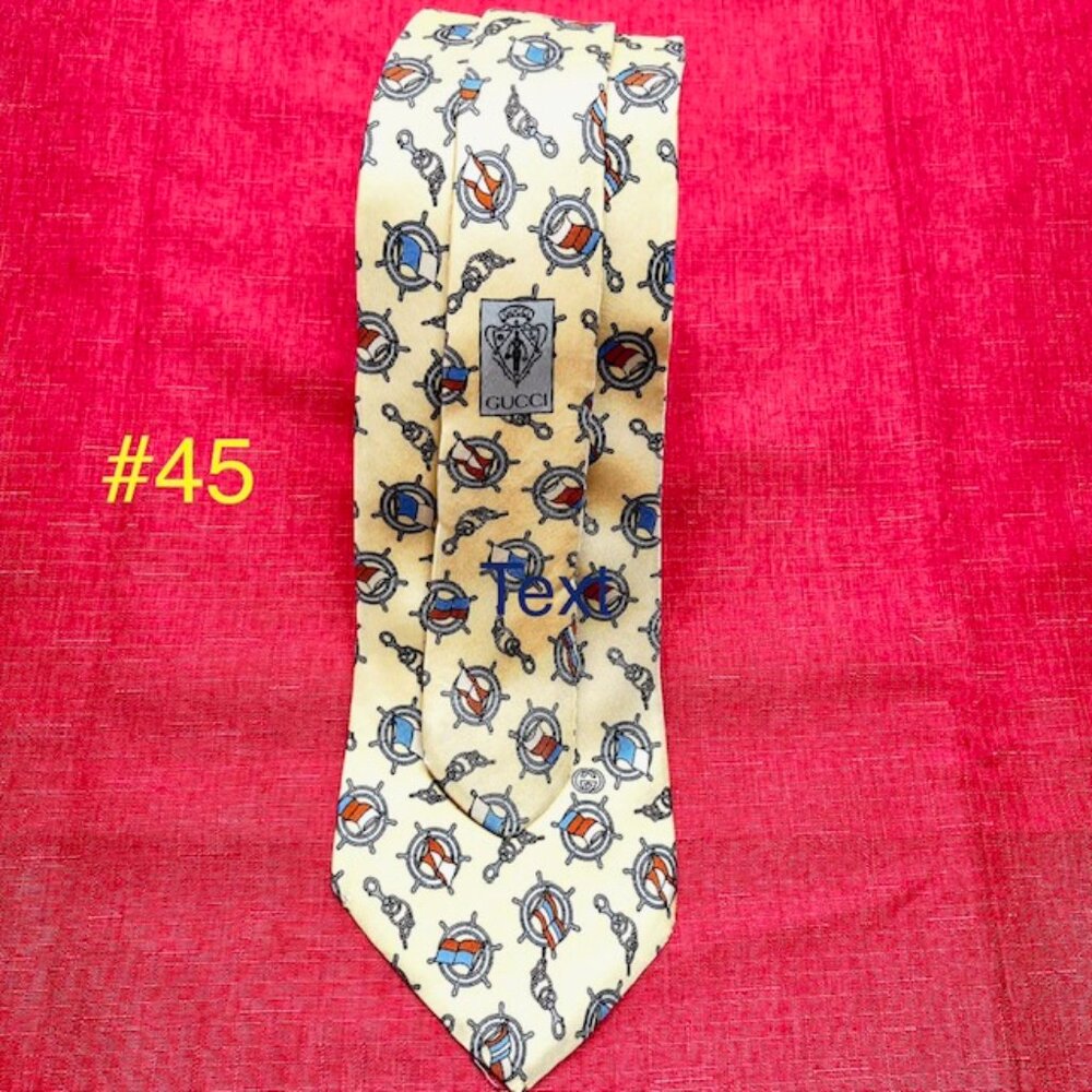 (4) GUCCI 100% SILK MEN'S Neck Ties Blue Stripted Silver Green Gold (Select 1) - Picture 12 of 16